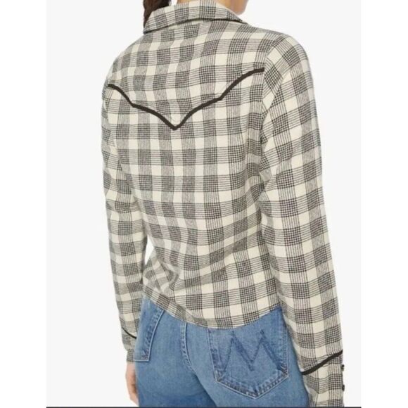 MOTHER The Lookin For Trouble Top Check It Plaid In Black M Rodeo Coastal Cowgir - Picture 4 of 12